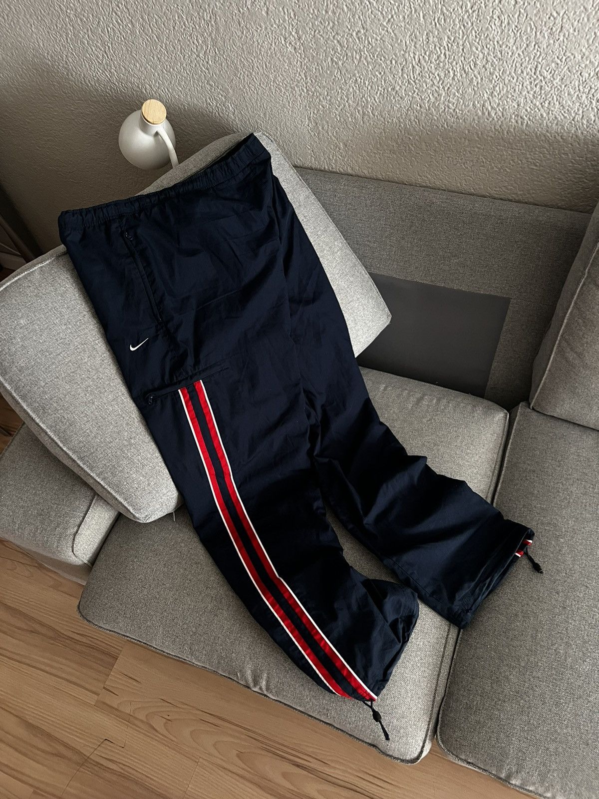 Nike Vintage Nike Y2K Baggy Track Pants Navy Red Size US 34 / EU 50 - 10 Thumbnail