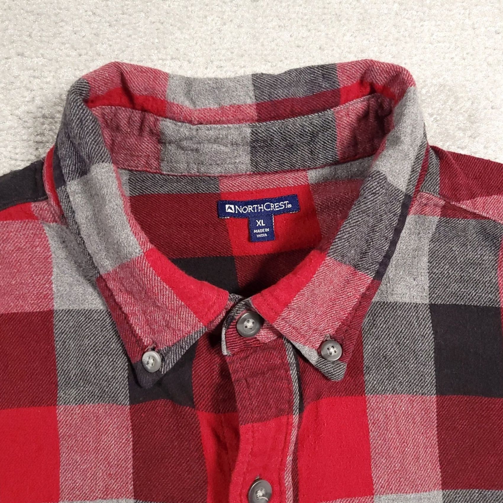 FRED VINTAGE Northcrest Flannel Shirt Mens XL Red Black Gray Pocket Button Down Long Sleeve 90s Classic Outdoor Mens Size US XL / EU 56 / 4 - 4 Thumbnail