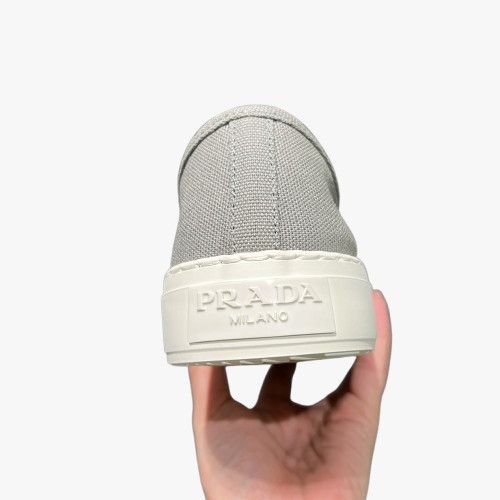 Prada o1mt1gz0526 Triangle-Logo Canvas Sneakers in Grey/White Size US 10 / EU 43 - 4 Thumbnail