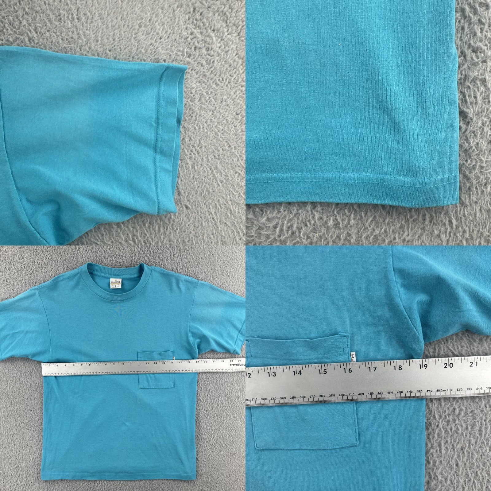 Vintage VINTAGE Classics II T-Shirt Pocket Blue 90s Crew Neck Short Sleeve Men's Small United States Made in USA 90s Men's Small Pocket T-Shirt Size US S / EU 44-46 / 1 - 8 Thumbnail