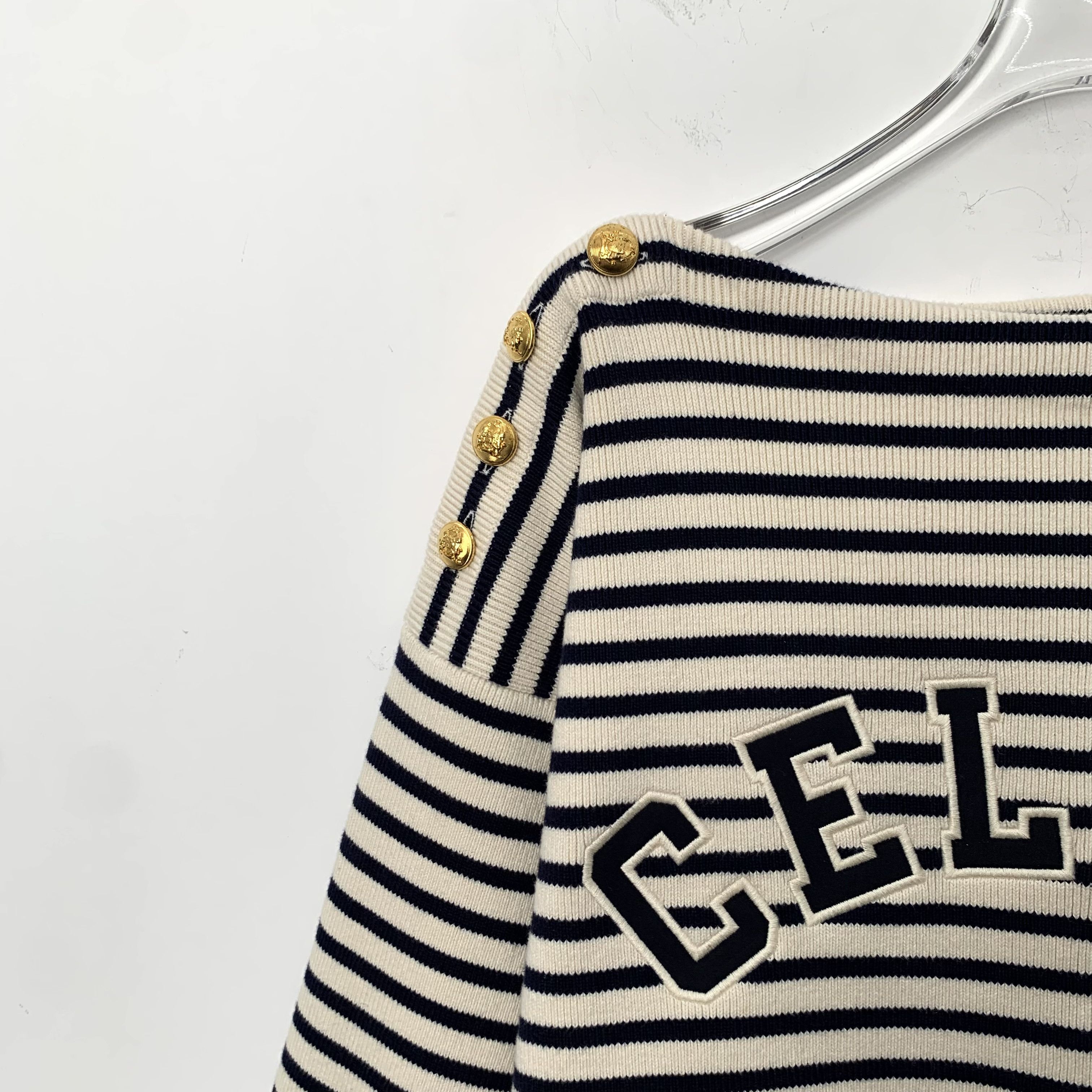 Celine Celine Sweater – Stripe Logo Cotton (Size S) Size S / US 4 / IT 40 - 7 Thumbnail