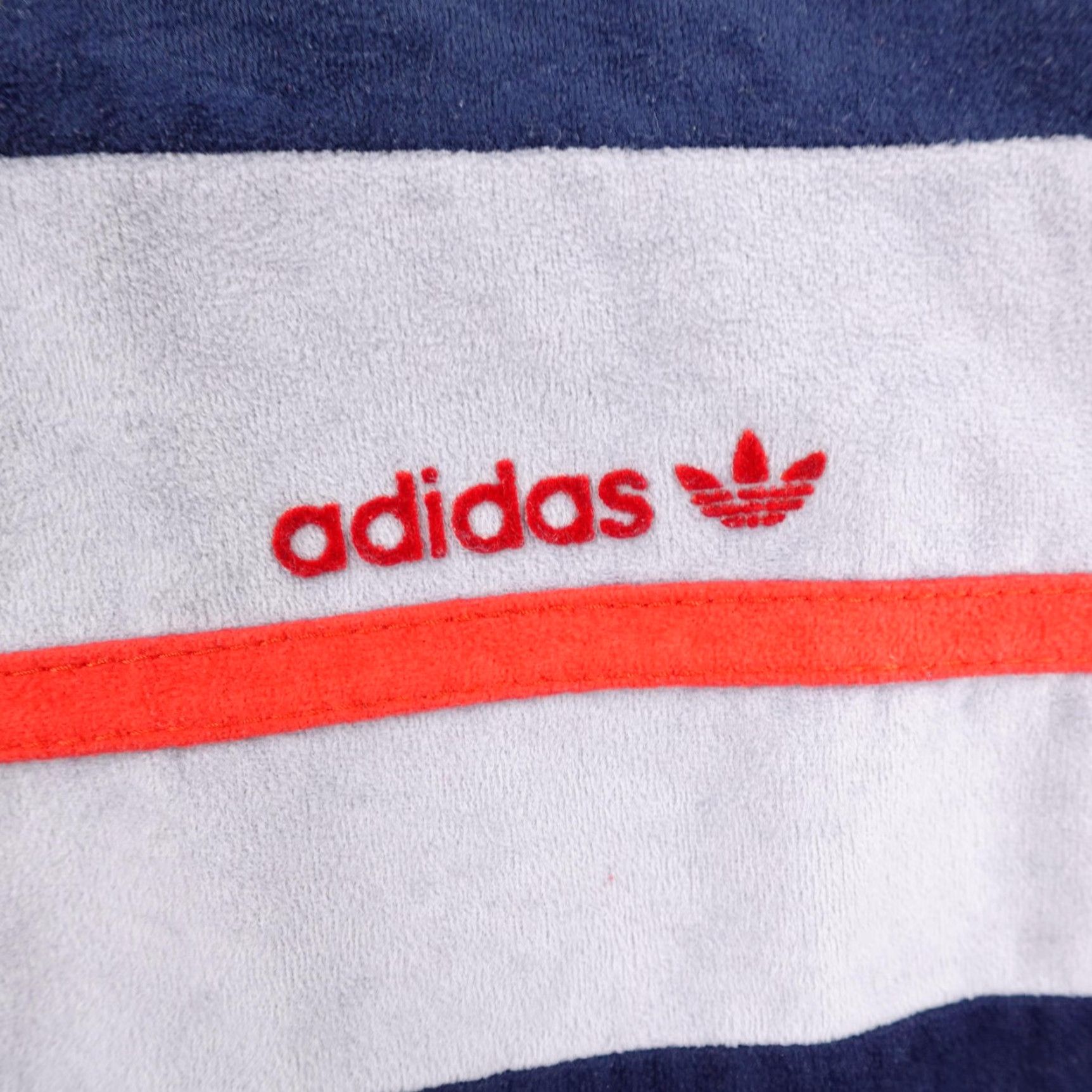 Adidas VINTAGE Adidas Jacket Men Medium Blue Stripe Velour Track Coat France 80s Sports Retro Full Zip Pockets Size US M / EU 48-50 / 2 - 3 Thumbnail
