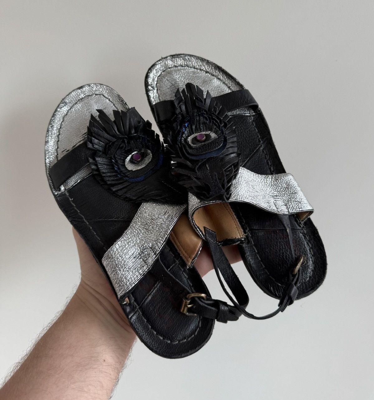 A.S.98 A.S. 98 Airstep Black/Silver Leather Sandals AvantGarde Size US 9 / IT 39 - 5 Thumbnail