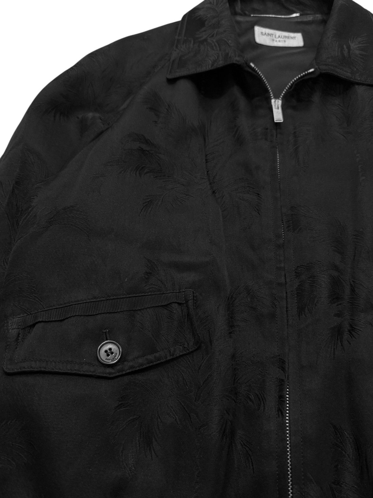 Saint Laurent Paris 2014 Palm Silk Teddy Zip Jacket Size US S / EU 44-46 / 1 - 6 Thumbnail