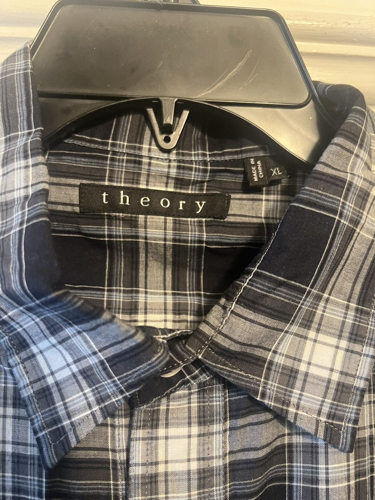 Theory Authentic Theory cotton button up shirt plaid XL black blue Size US XL / EU 56 / 4 - 3 Thumbnail