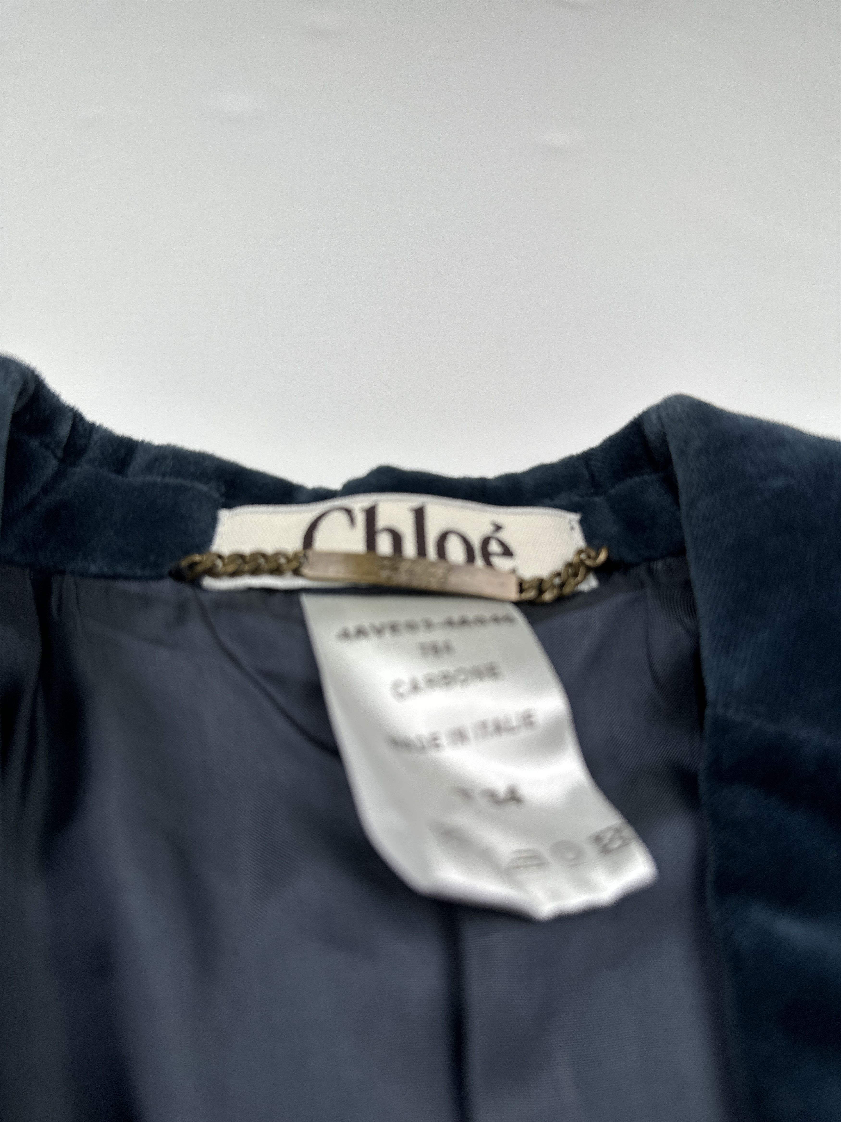 Chloe Chloe Midnight Blue Velvet Single Breasted Jacket Size XS / US 0-2 / IT 36-38 - 5 Thumbnail