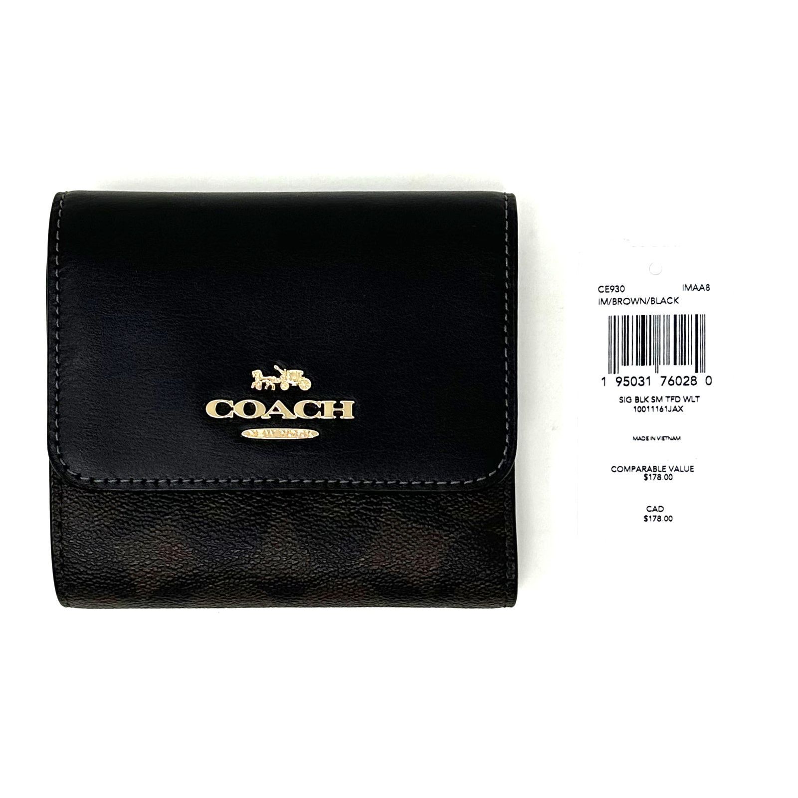 Coach Coach Small Trifold Wallet Brown Black Leather CE930 Size ONE SIZE - 2 Thumbnail