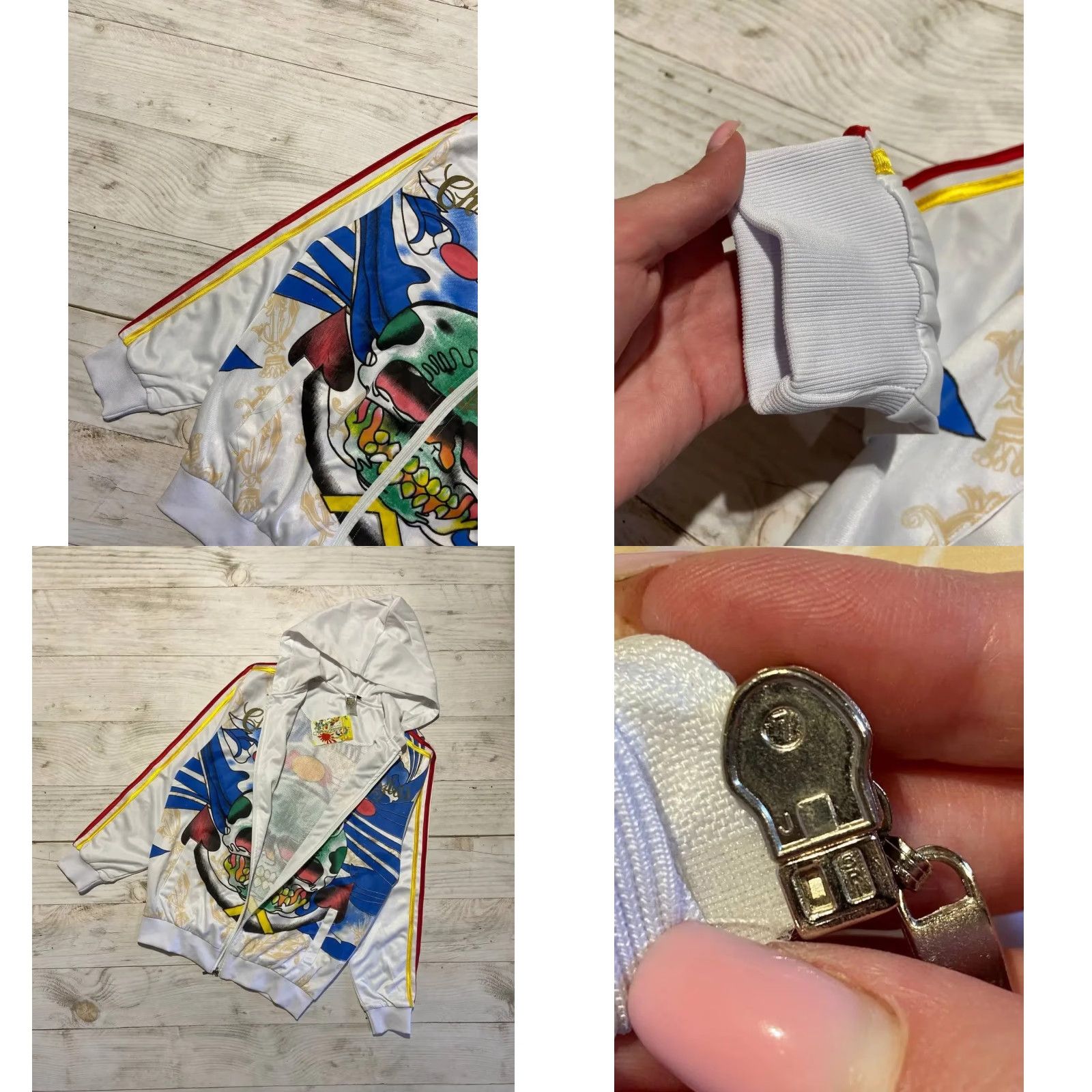 Ed Hardy VINTAGE Ed Hardy Track Jacket Hooded Men L White Bomber Jacket Size US L / EU 52-54 / 3 - 9 Thumbnail
