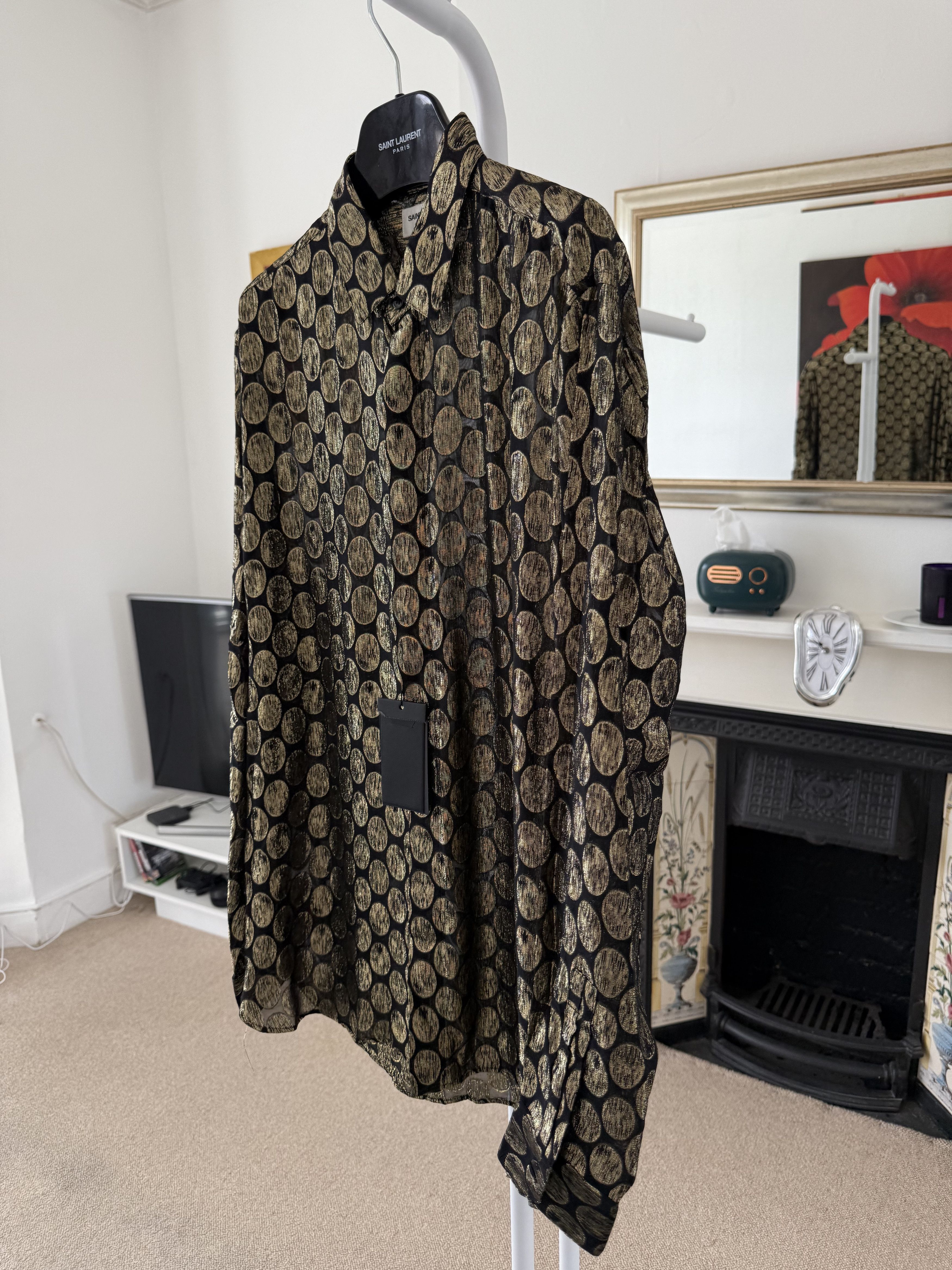 Saint Laurent Paris FW19 Saint Laurent Runway Silk Gold Oval Shirt Size US M / EU 48-50 / 2 - 6 Thumbnail