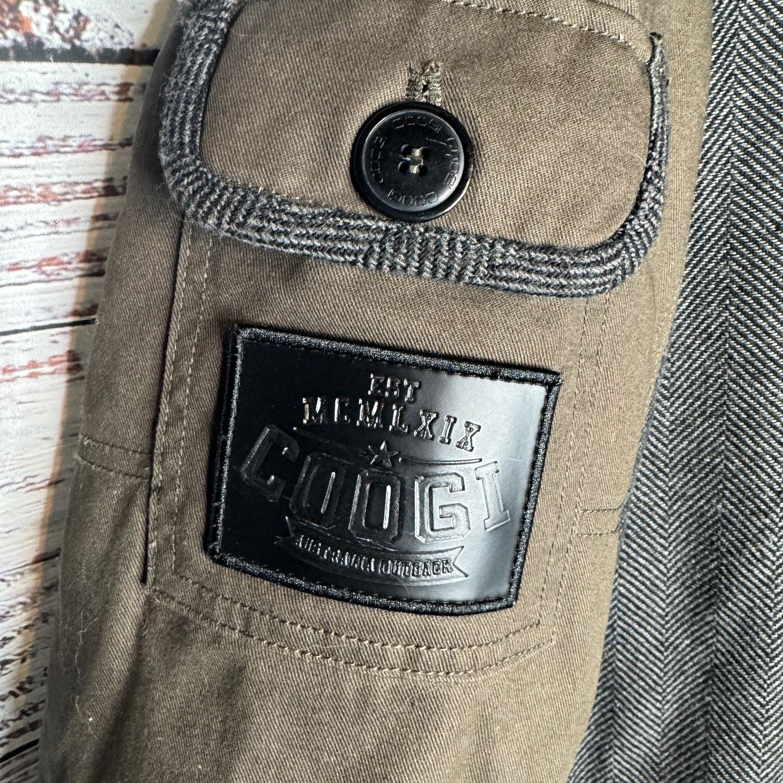 Coogi Coogi XL Brown Utility Jacket Multi Pocket Zip Herringbone Size US XL / EU 56 / 4 - 4 Thumbnail