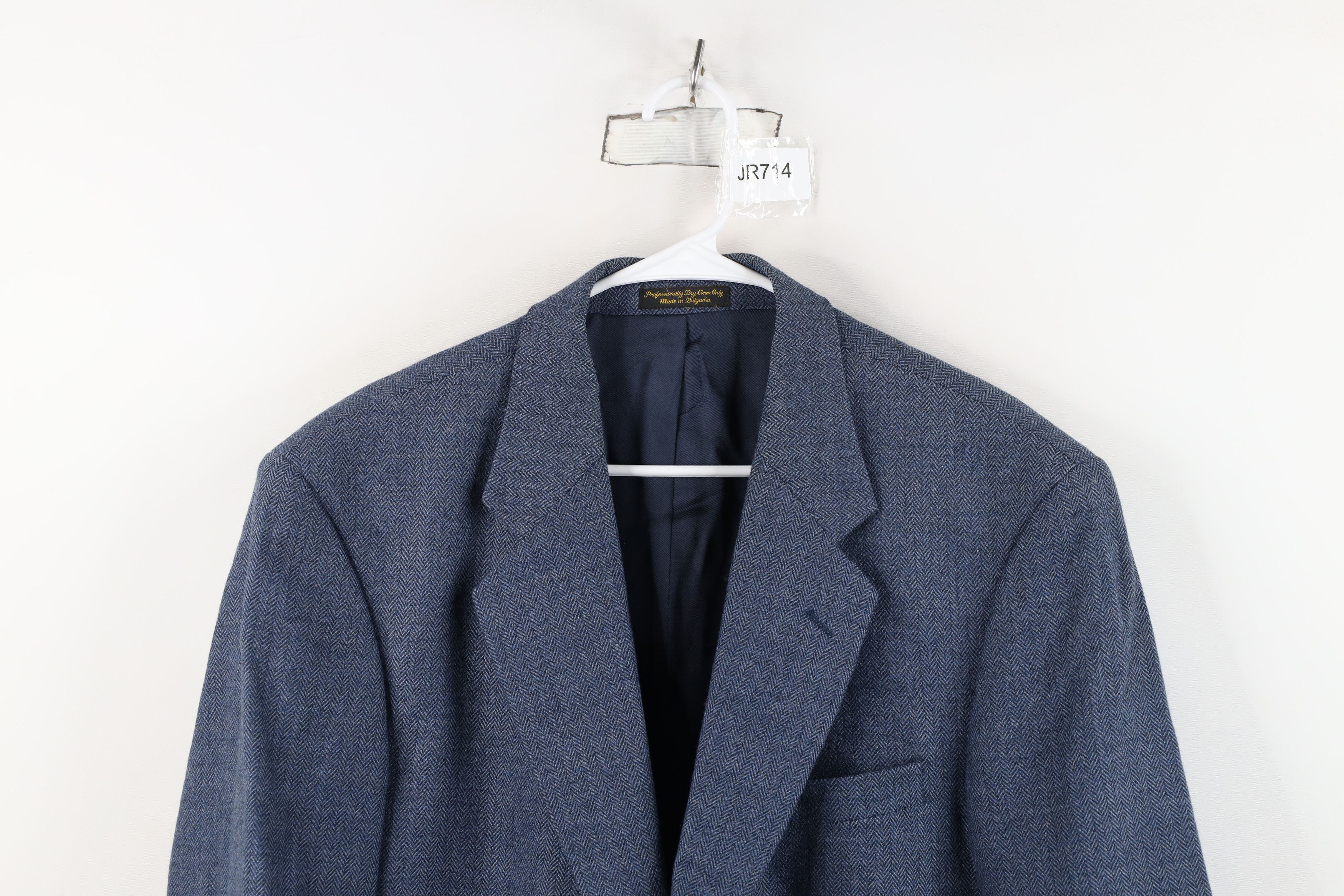 Vintage Vintage 90s Y2K Herringbone Suit Coat Blazer Jacket Blue Size US XXL / EU 58 / 5 - 2 Thumbnail