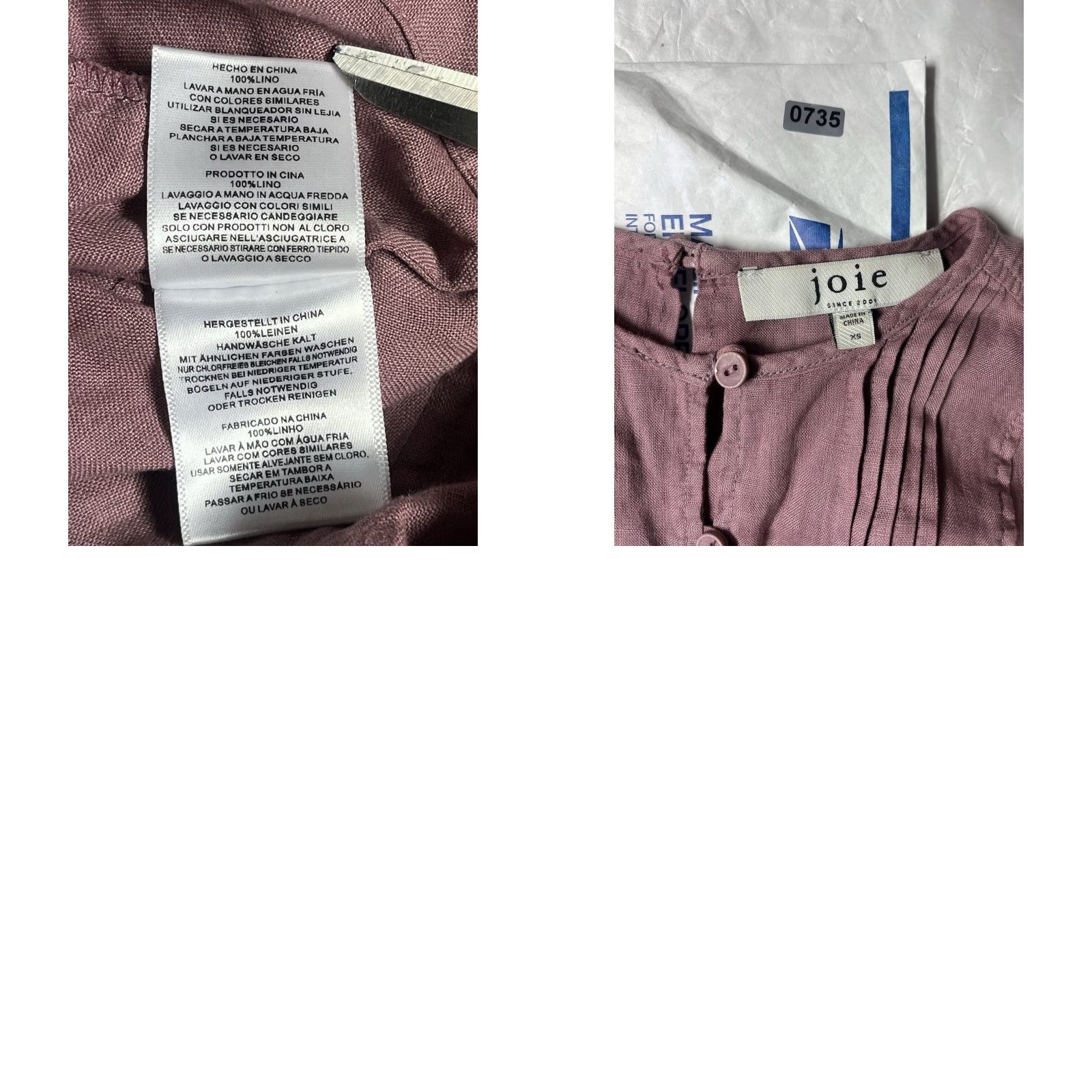 Joie JOIE Pink Linen Top Blouse 100% Linen Short Sleeve Oversized Women XS XS Small Clothing Ladies Womens) Size XS / US 0-2 / IT 36-38 - 8 Thumbnail