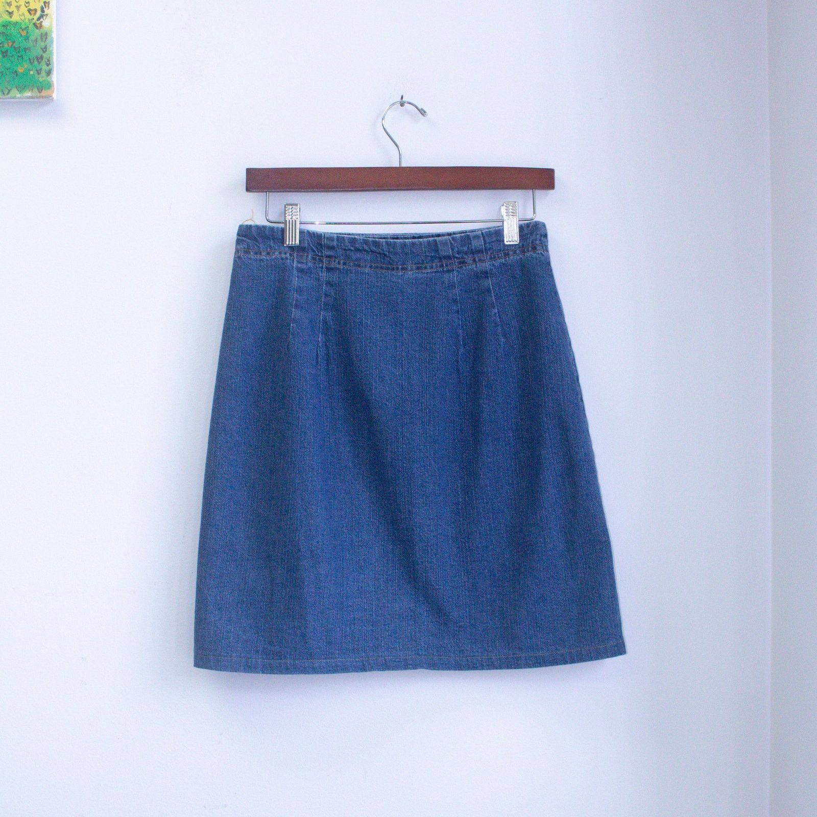 Vintage Y2K Denim Knee Length Skirt Size 12 Size 34" / US 12 / IT 48 - 2 Thumbnail