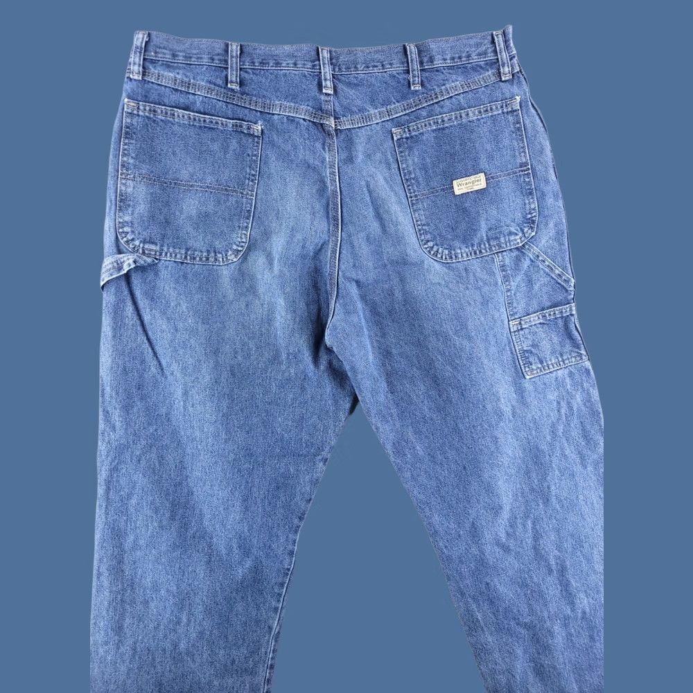 Wrangler Wrangler Jeans Mens 38x32 Blue Medium Wash Distressed Ripped Knee Denim Cotton Zip Inseam 32 Vintage No Size US 34 / EU 50 - 1 Thumbnail