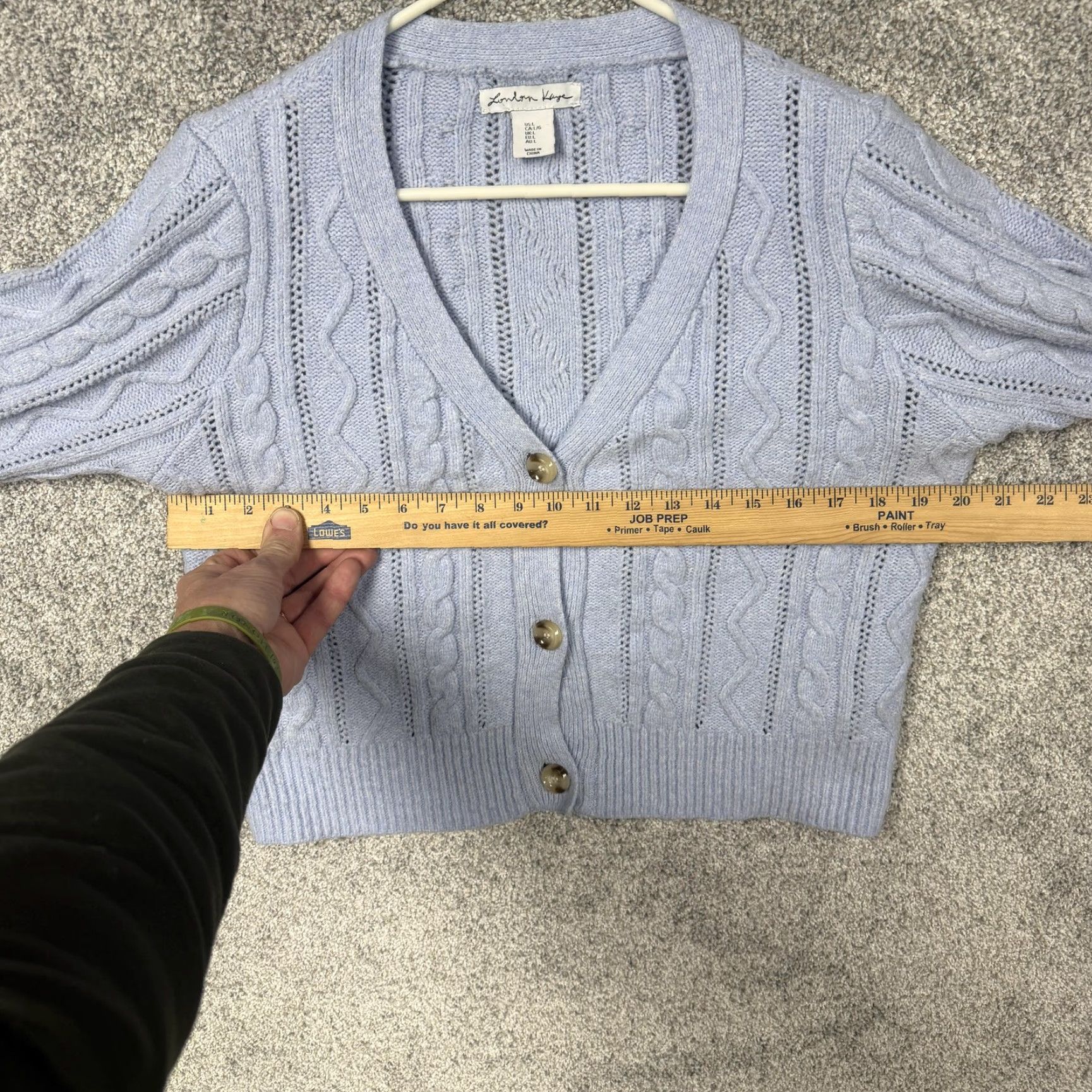 Vintage London Kaye Cardigan Sweater Womens L Blue Cable Knit Button Classic Cozy Preppy Size L / US 10 / IT 46 - 4 Thumbnail