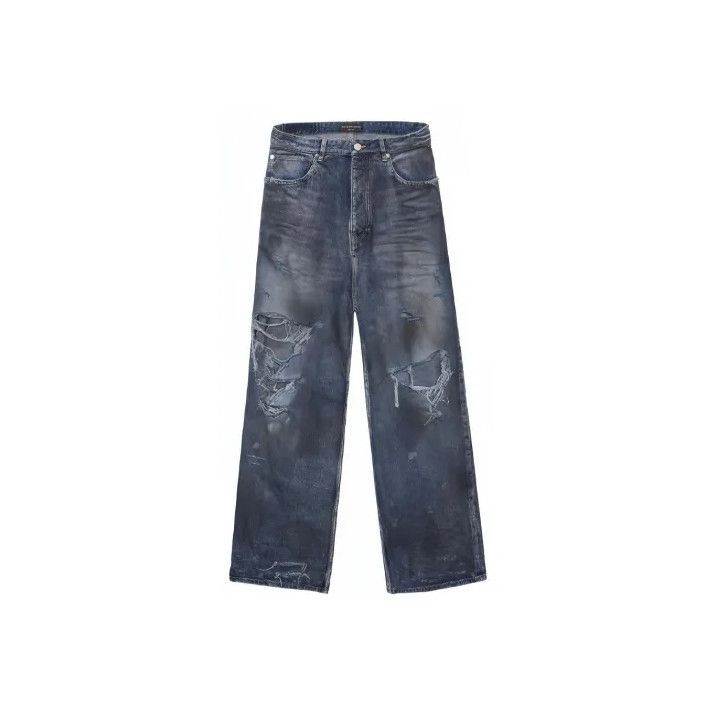 Balenciaga Balenciaga Distressed Blue Wide-Leg Jeans for All Size US 26 / EU 42 - 1 Thumbnail