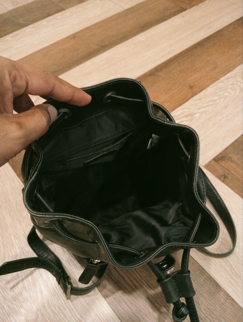 agnes b. AGNES B. LEATHER BACKPACK - BLACK Size ONE SIZE - 11 Thumbnail