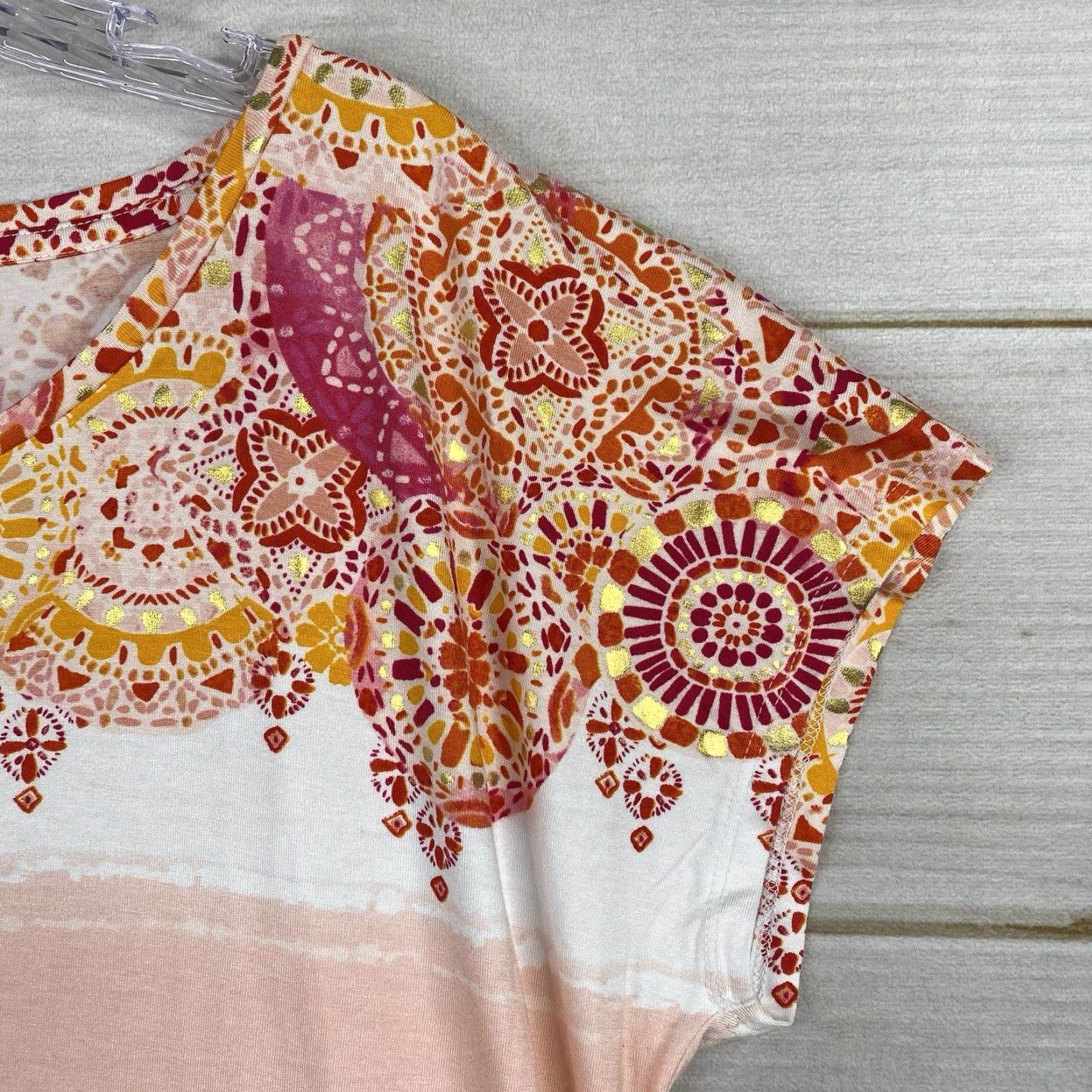 Pinko Westport Womens XL Tee Shirt Pink Ombre Floral Dolman Sleeve Boxy Artsy Size XL / US 12-14 / IT 48-50 - 2 Thumbnail
