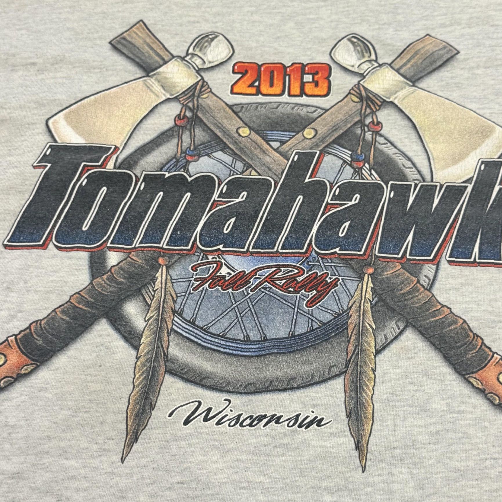 Vintage VINTAGE Tomahawk Fall Rally Shirt Mens Large Gray Wisconsin Motorcycle Graphic 2013 Size US XL / EU 56 / 4 - 3 Thumbnail