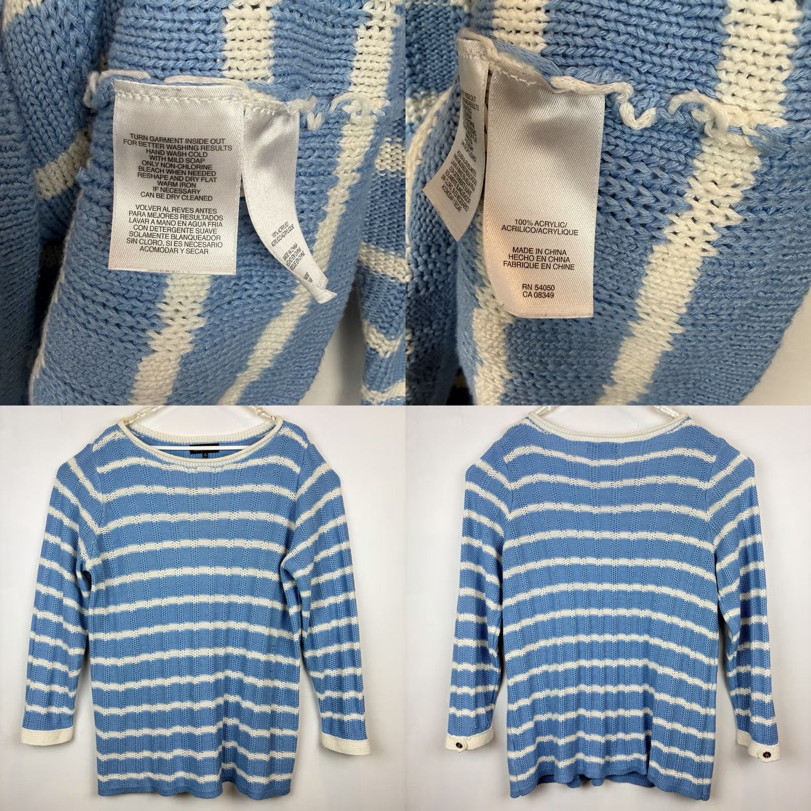 Jones New York Jones New York Sweater Womens 3X Blue Signature Stripe Knit Pullover Roll Neck Size XXL / US 16-18 / IT 52-54 - 8 Thumbnail