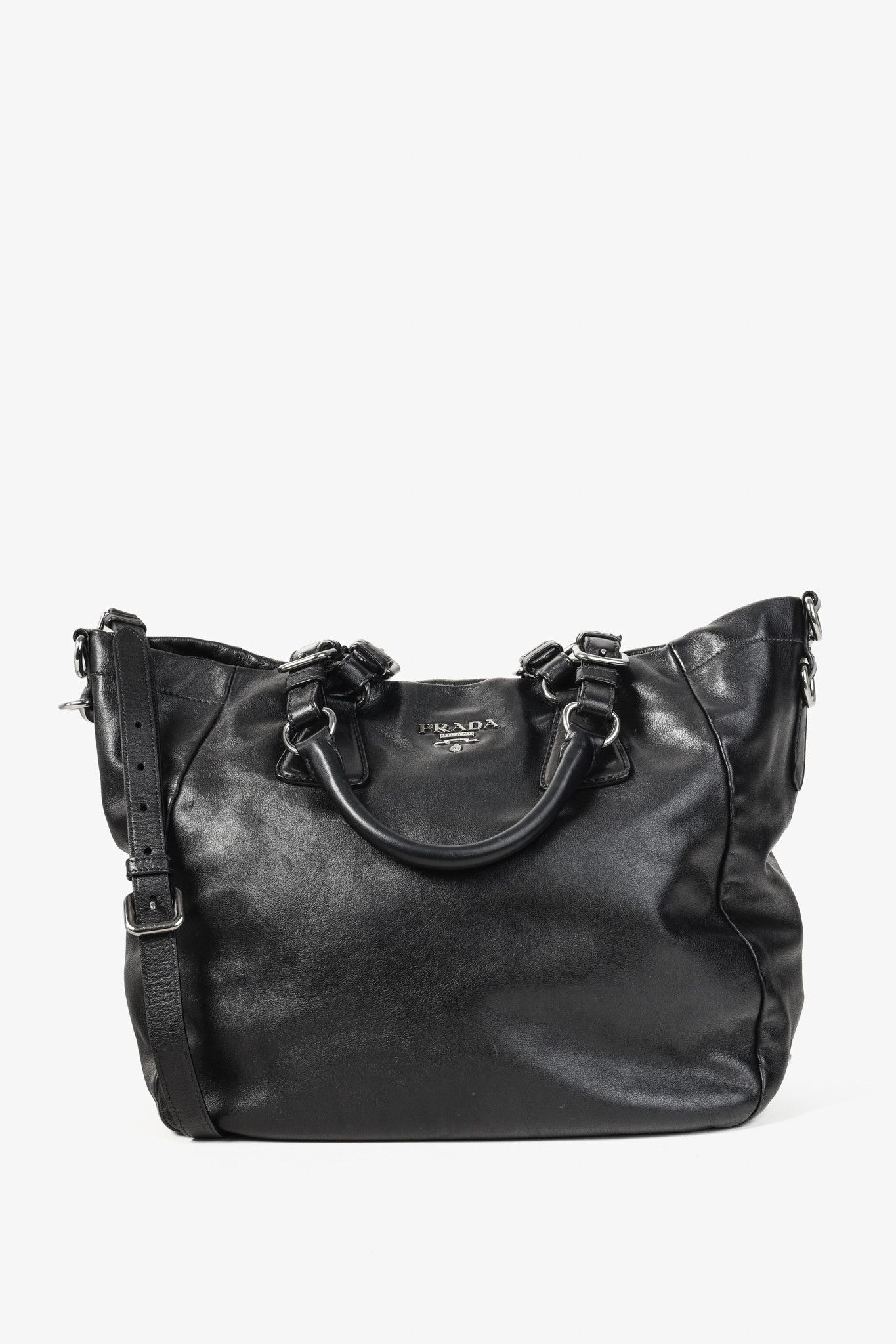 Prada Prada Medium Nero Soft Calf Leather Tote Bag Size ONE SIZE - 1 Thumbnail