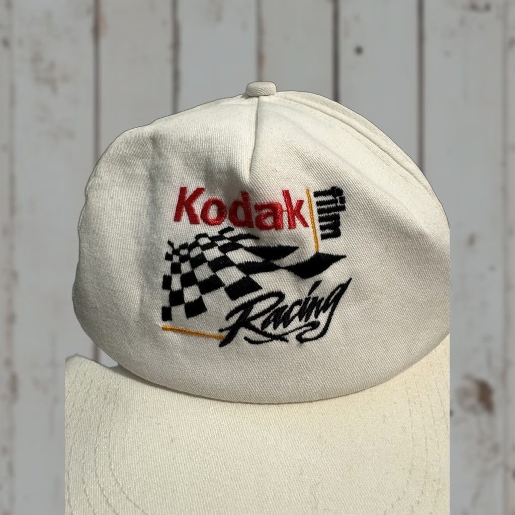Kodak Vtg 90s Kodak Film NASCAR Racing Hat Cap Checkered Flag K Products Snapback USA Size ONE SIZE - 1 Thumbnail