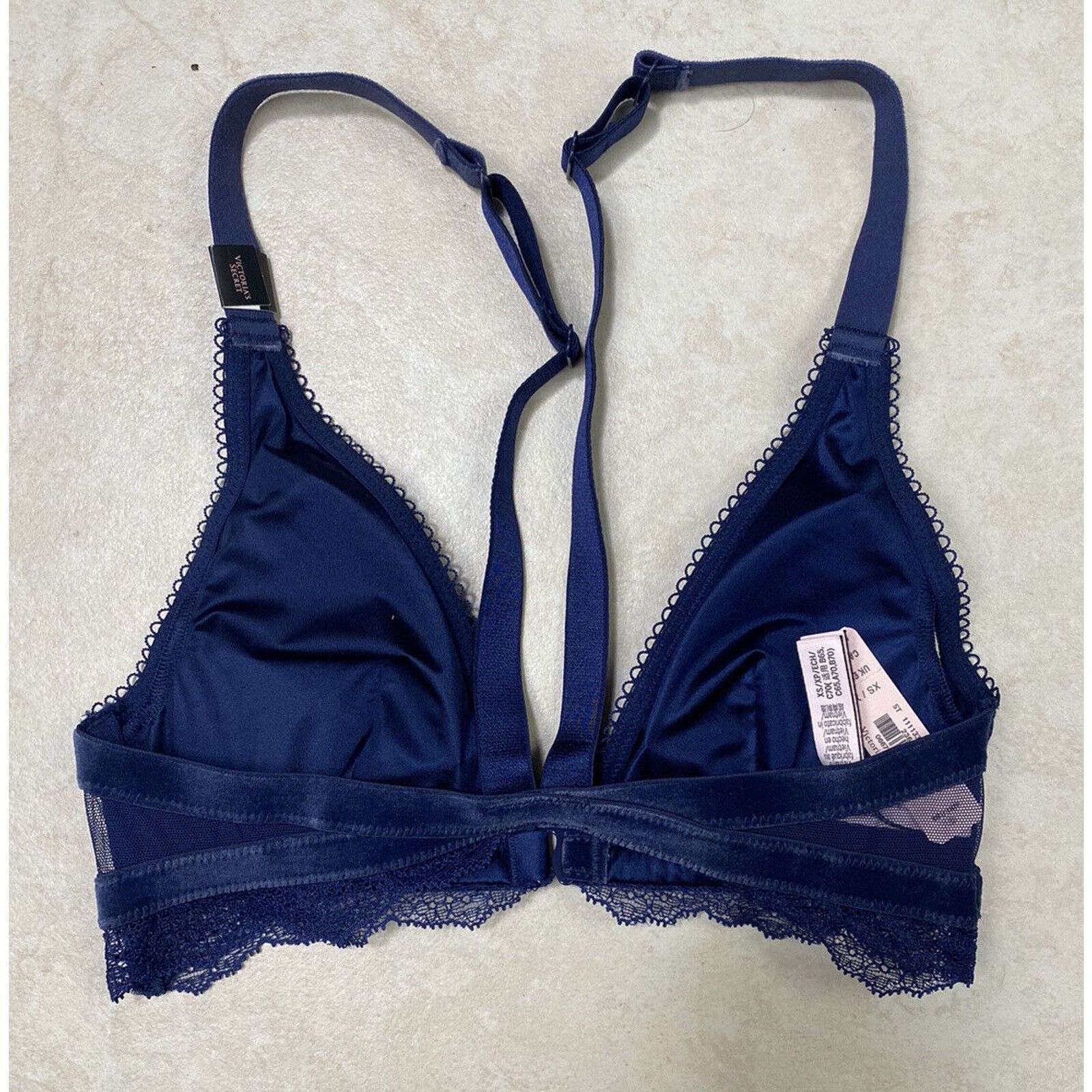 Victoria's Secret NWT Victoria's Secret XS Blue Lace Sexy Bra Bralette Clasp Size ONE SIZE - 5 Thumbnail