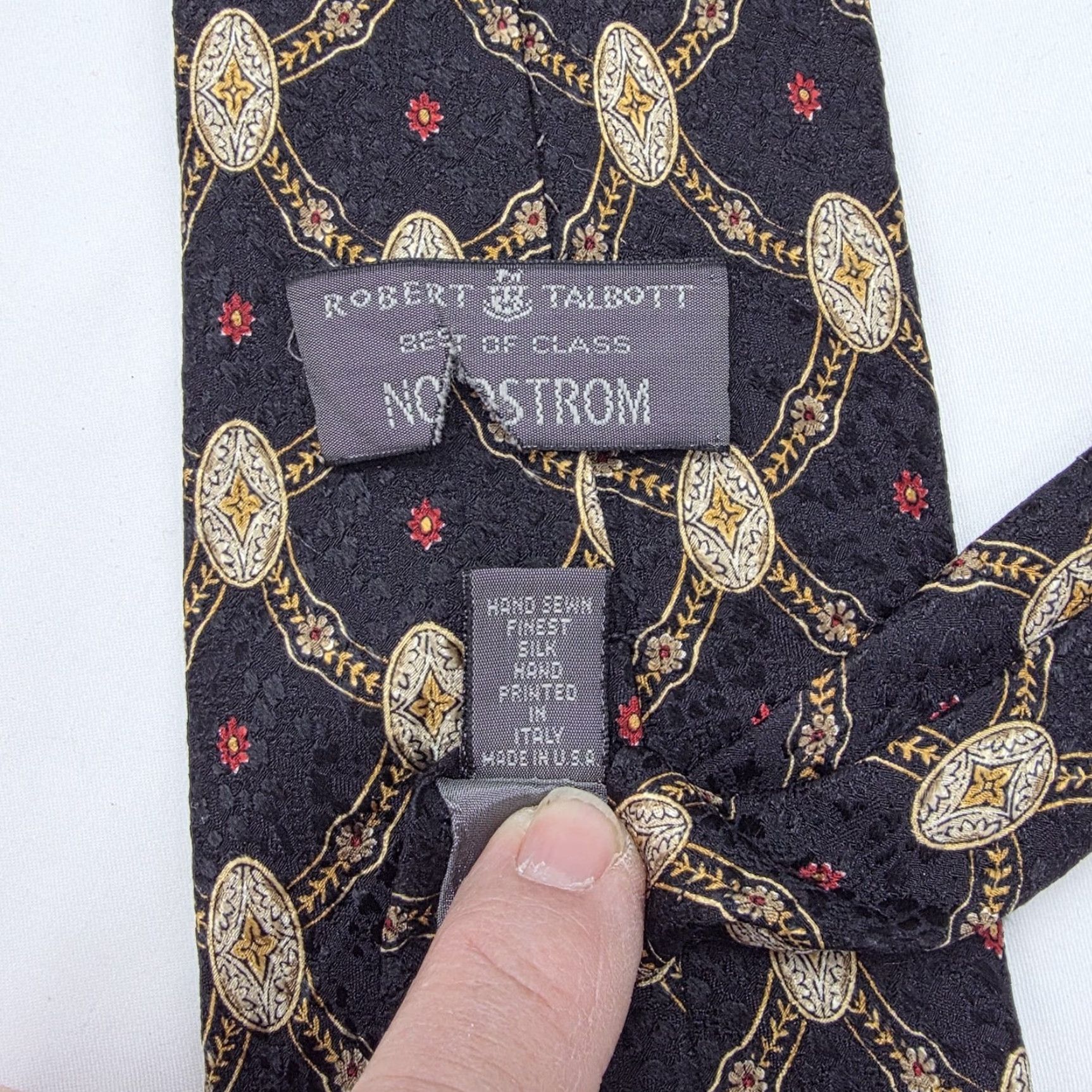 Robert Talbott VINTAGE Robert Talbott BOC Necktie Mens Black Tie Geometric Designer Hand Painted USA Size ONE SIZE - 3 Thumbnail