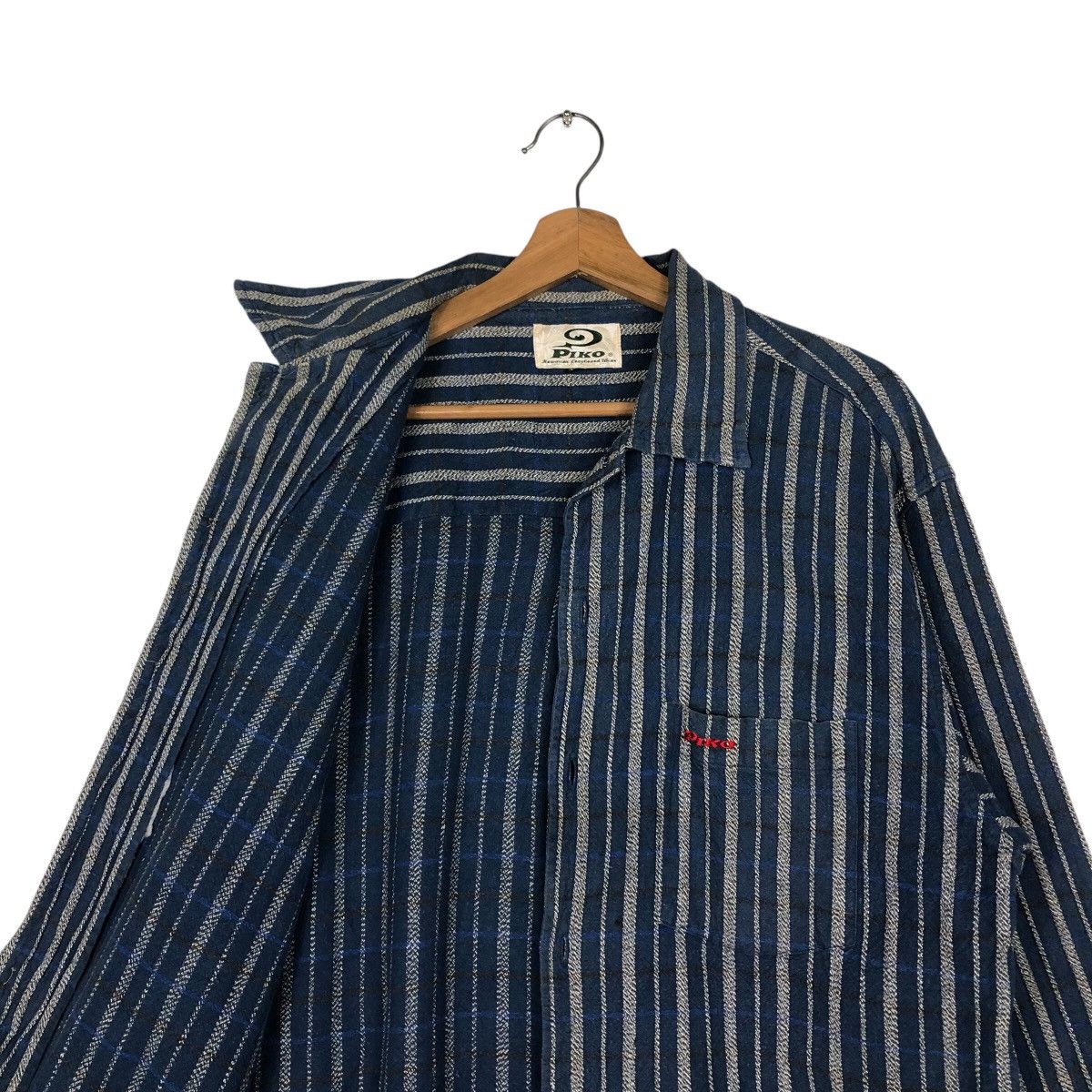 Indigo 📌Vintage Indigo Button Jacket Piko Striped Hickory Design Size US L / EU 52-54 / 3 - 13 Thumbnail