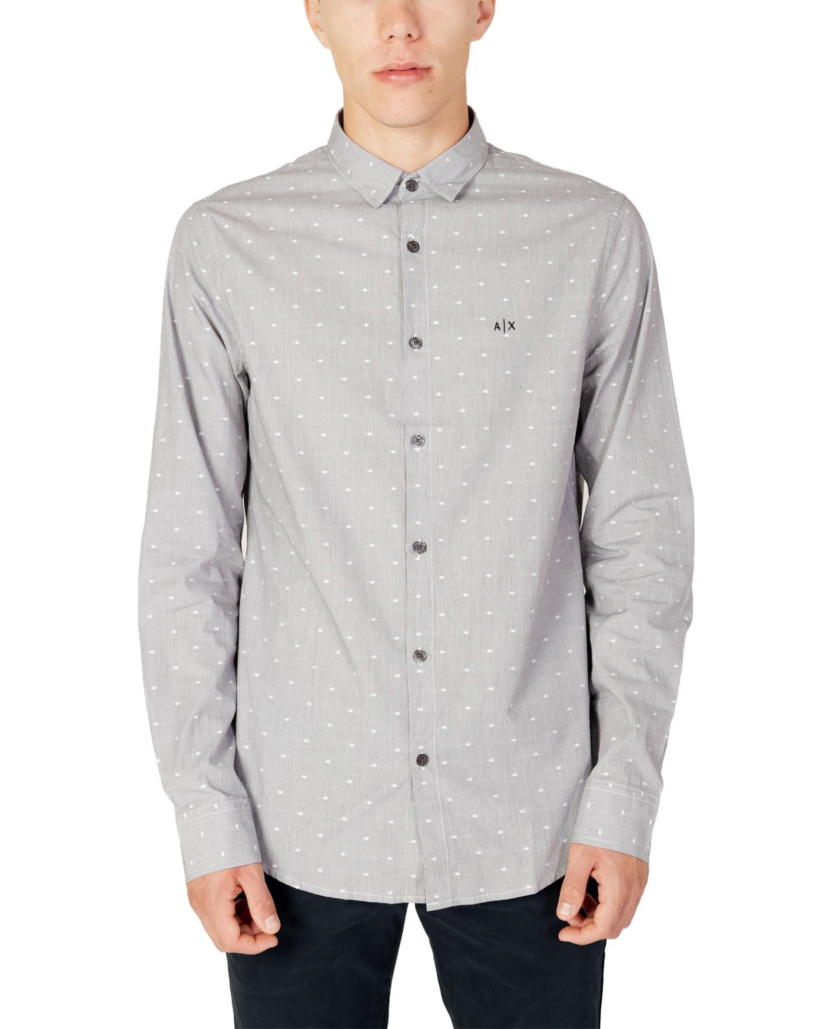 image of Armani Exchange Classic Button-Front Shirt With Long Sleeves in Black, Men's (Size Small)