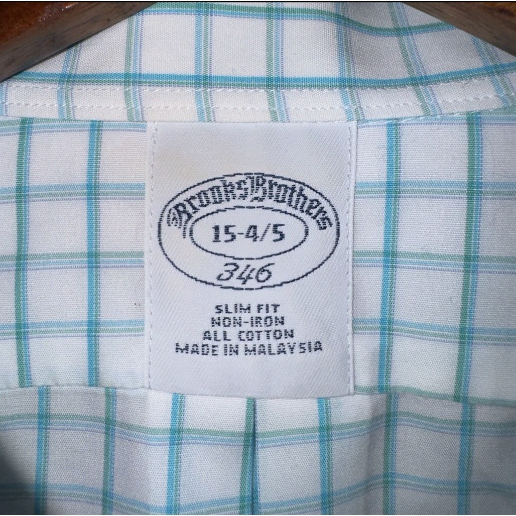 Brooks Brothers Brooks Brothers Teal & White Slim Fit Non-Iron Dress Shirt S Size US S / EU 44-46 / 1 - 2 Thumbnail