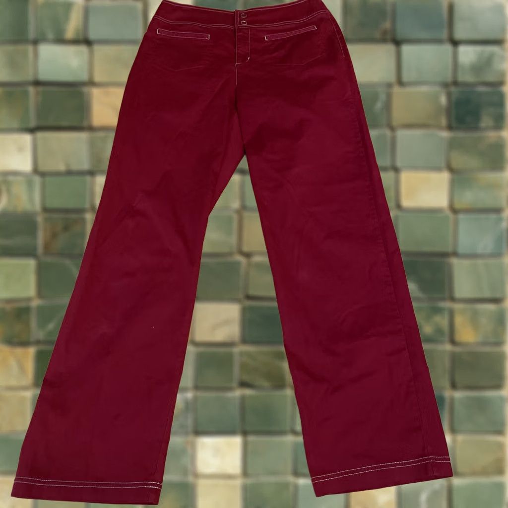 Vintage VINTAGE Chico's Womens Wide Leg Dress Pants Sz 0.5 Cranberry Red Stretch Y2K Low Rise Pants Womens Boys Girls Mens Size 28" / US 6 / IT 42 - 1 Thumbnail