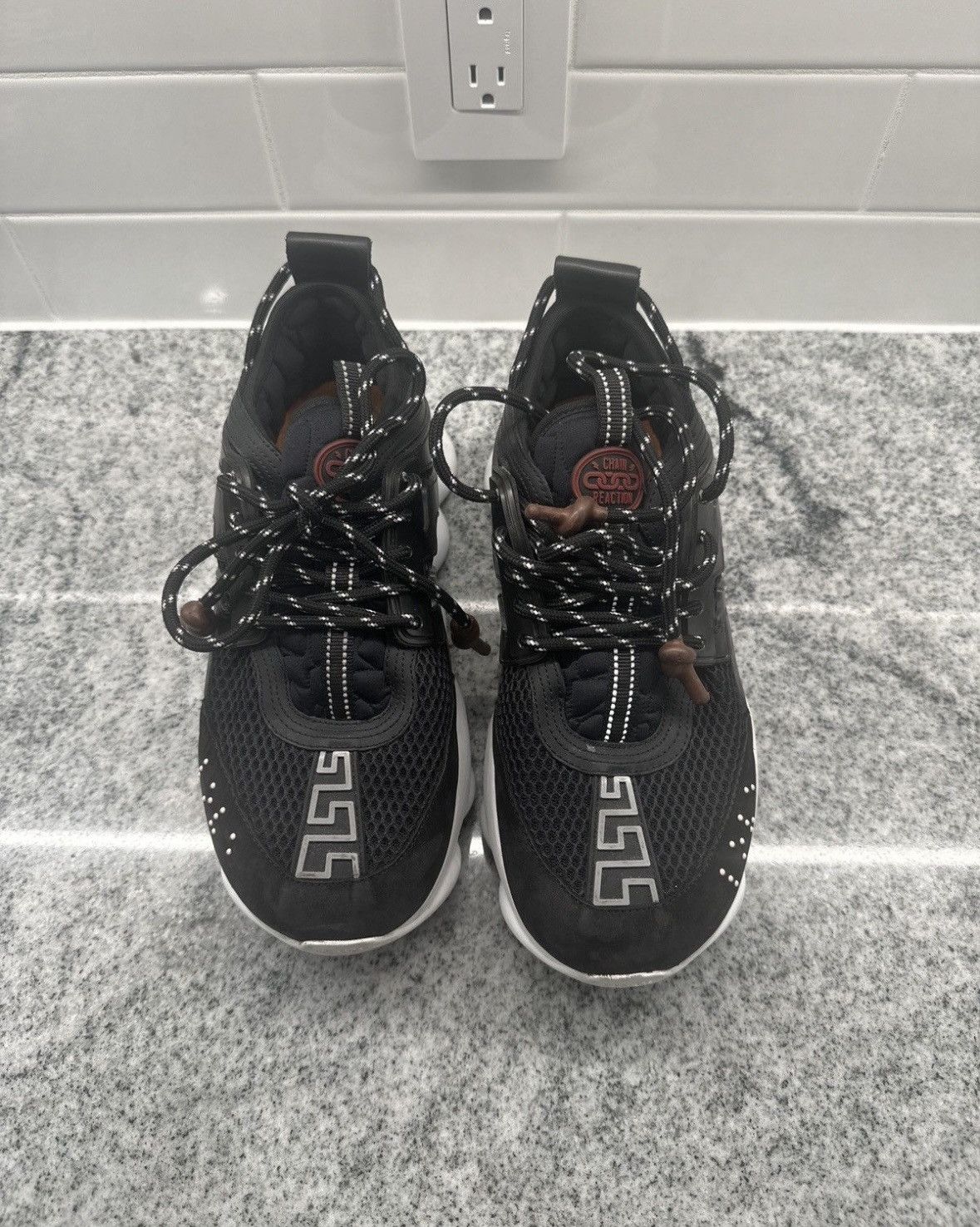 Versace Versace Chain Reaction Black Mesh Sneakers Size US 7 / EU 40 - 3 Thumbnail