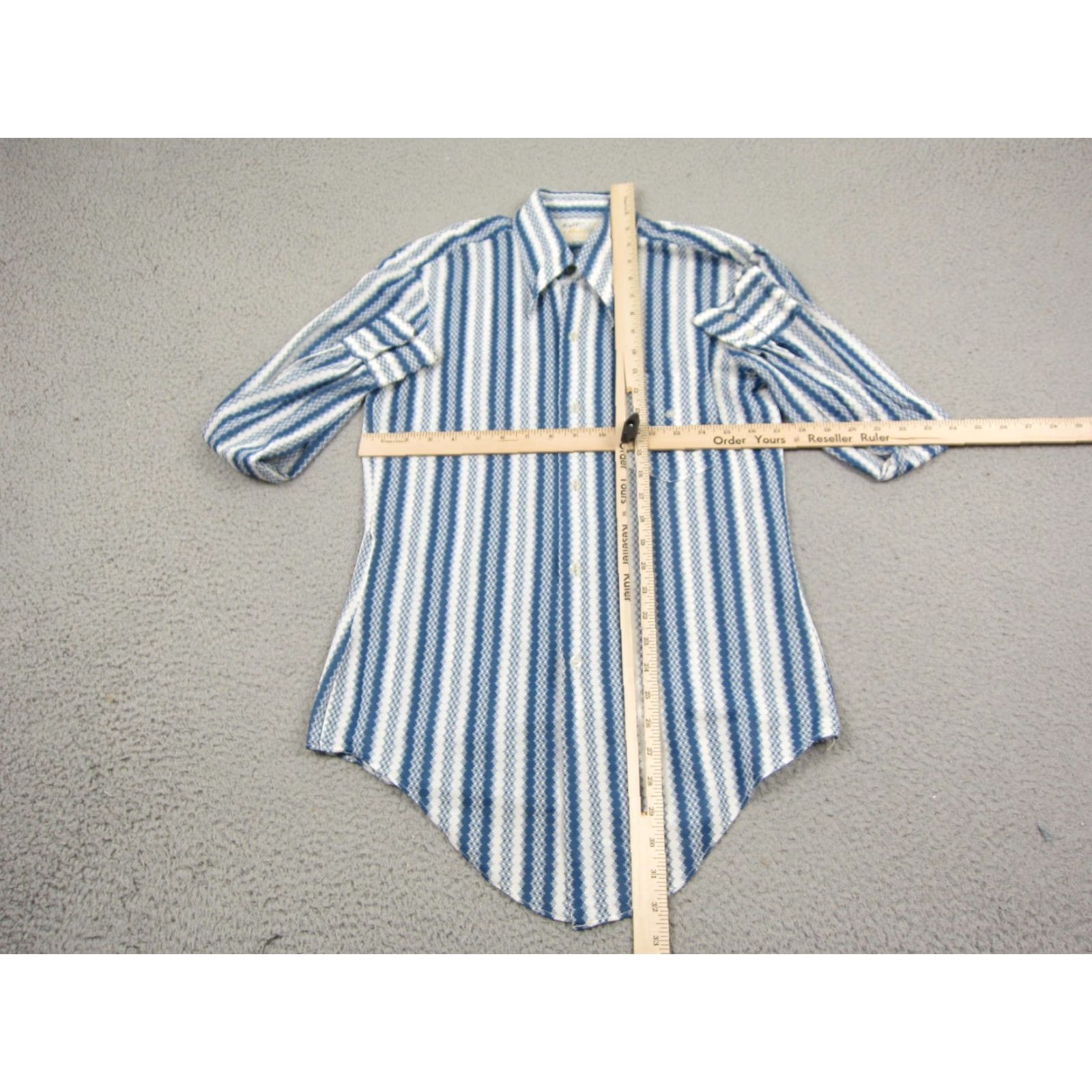 Vintage Knit Le Mans Shirt Mens M Blue Striped Button-Up 60s 70s Vintage Casual Shirt Size US M / EU 48-50 / 2 - 6 Thumbnail