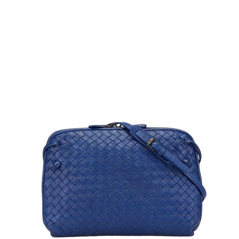 Bottega Veneta Bottega Veneta Intrecciato Blue Leather Shoulder Bag Leather Crossbody Bag, Women's