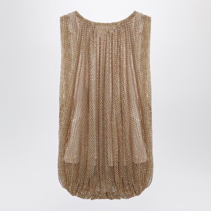Sportmax Sportmax Camel Mesh Top With Crystals Size S / US 4 / IT 40 - 1 Thumbnail