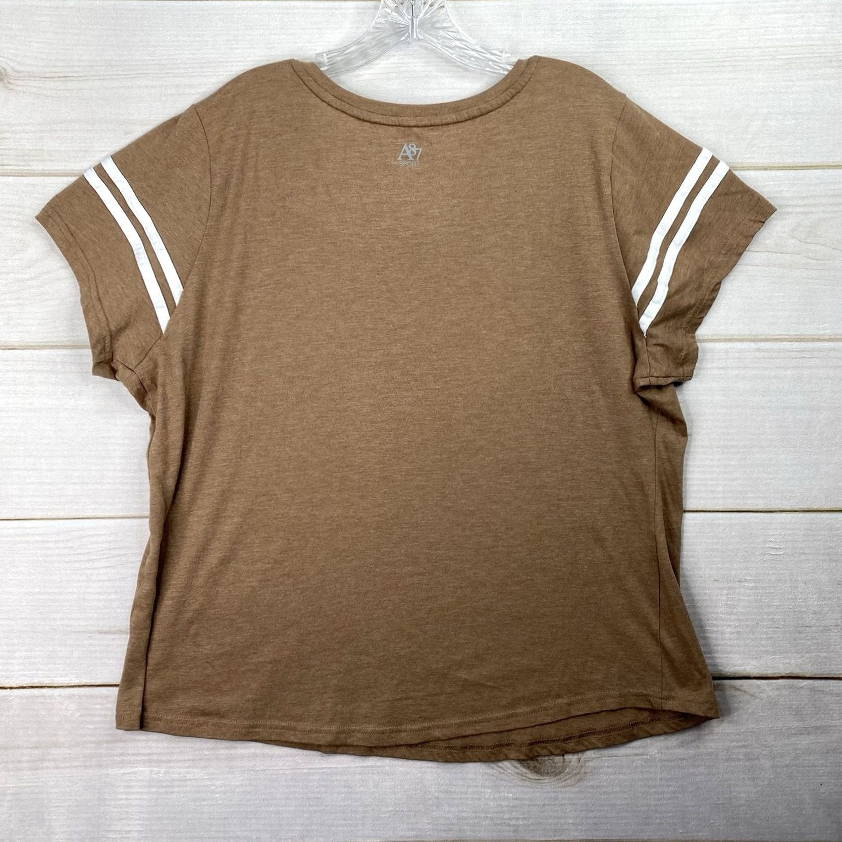 Vintage Aéropostale A87 T-Shirt Women's 2X Brown V-Neck Pullover Short Sleeve Activewear Casual Sportswear Sweatshirt Style Size XXL / US 16-18 / IT 52-54 - 6 Thumbnail