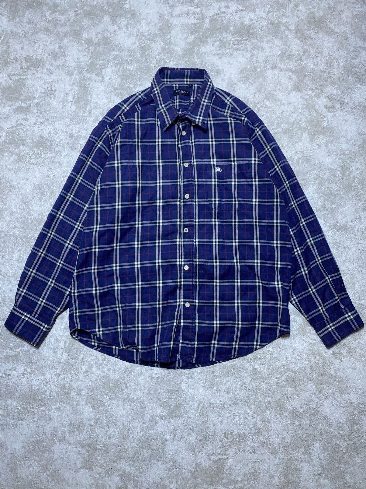 Burberry Burberrys London Navy Nova Check Flannel Button Down Shirt Size US L / EU 52-54 / 3 - 1 Thumbnail