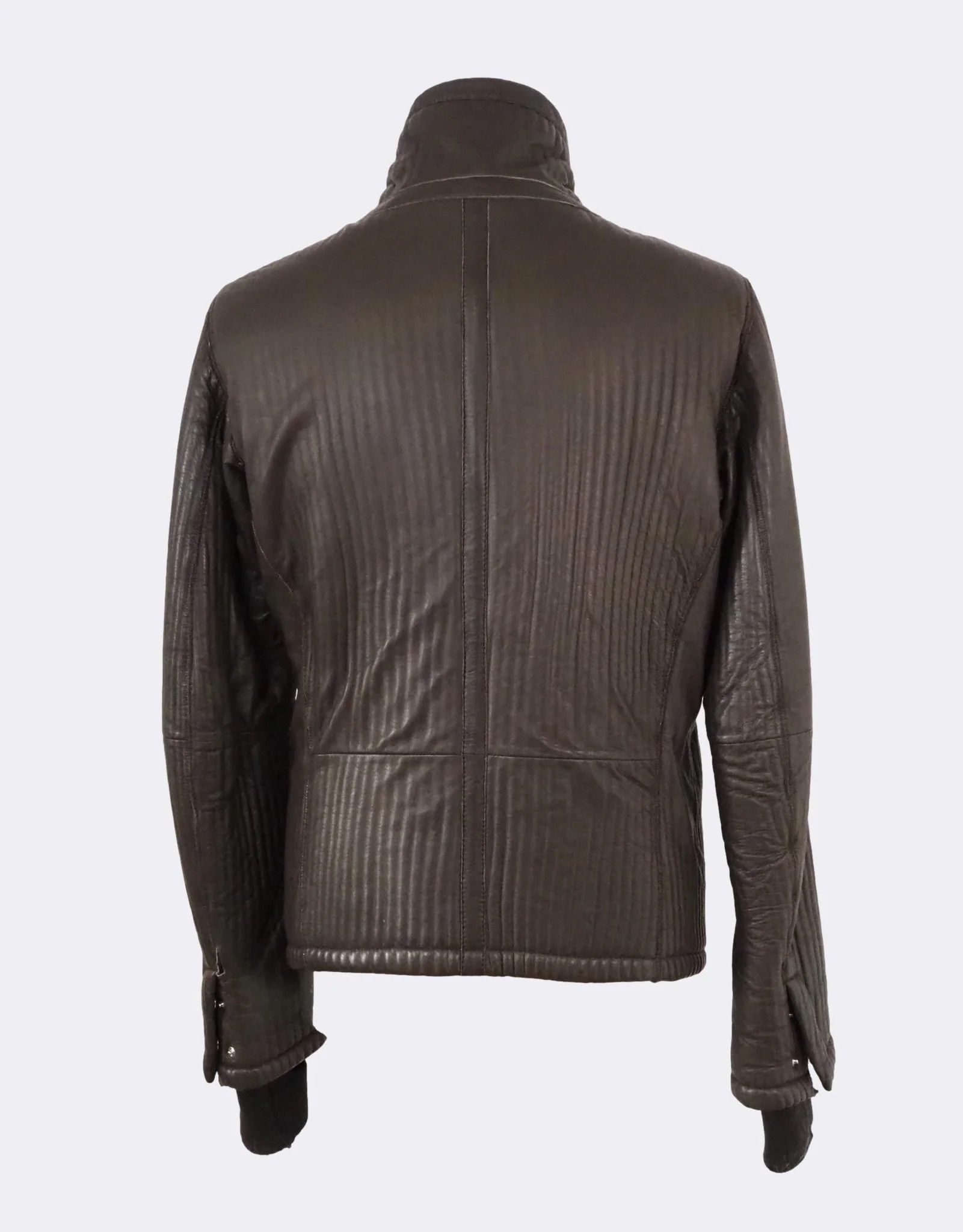 Emporio Armani Emporio Armani Ribbed Leather Jacket Wool Lining $2615 Size US M / EU 48-50 / 2 - 2 Thumbnail