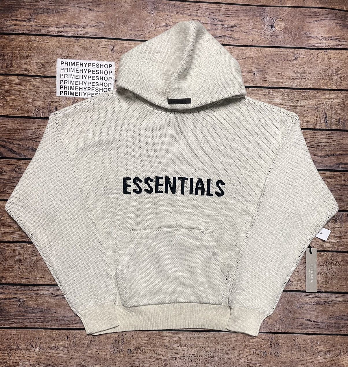 image of Essentials Knit Hoodie Buttercream Ss21 Size Xl, Men's
