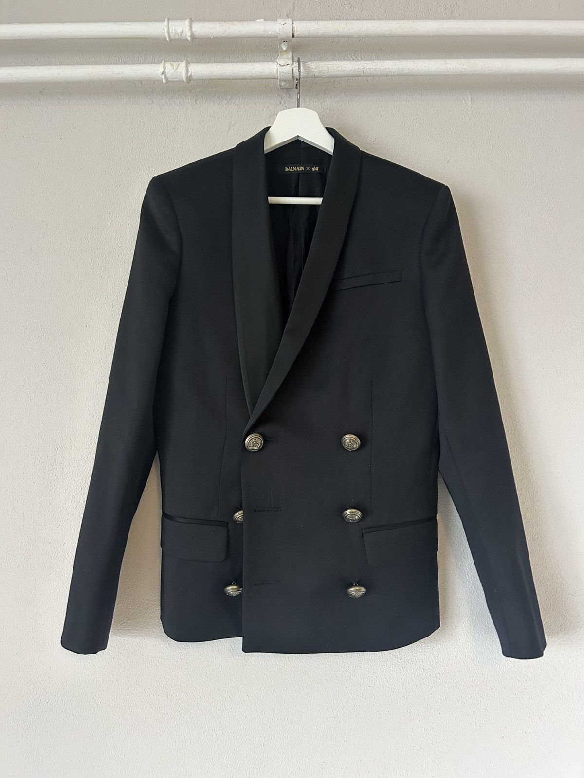 Balmain Balmain X H M Balmain x H M Double Breasted Black Wool Blazer Size 44 Grailed