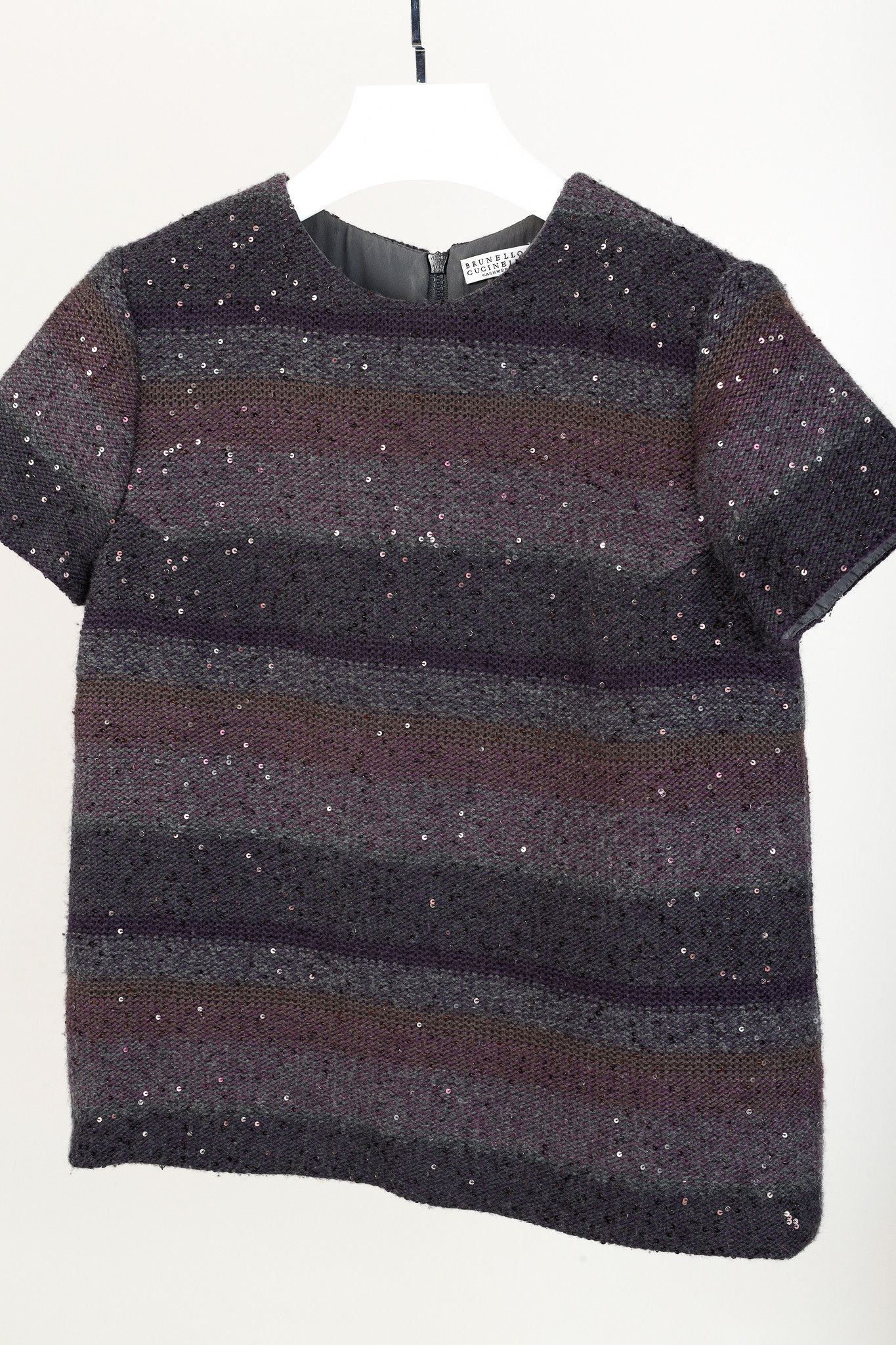 Brunello Cucinelli Brunello Cucinelli Striped Sequined Short-Sleeve Sweater Size M / US 6-8 / IT 42-44 - 3 Thumbnail