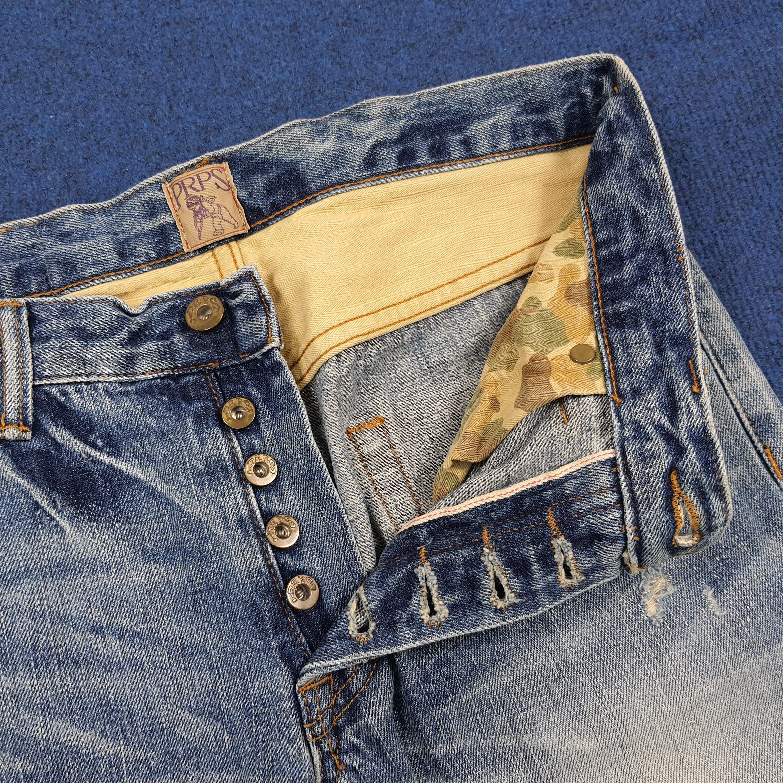 Prps Vintage PRPS Selvedge Camo Pocket Distressed Jeans C297N16 Size US 31 - 7 Thumbnail