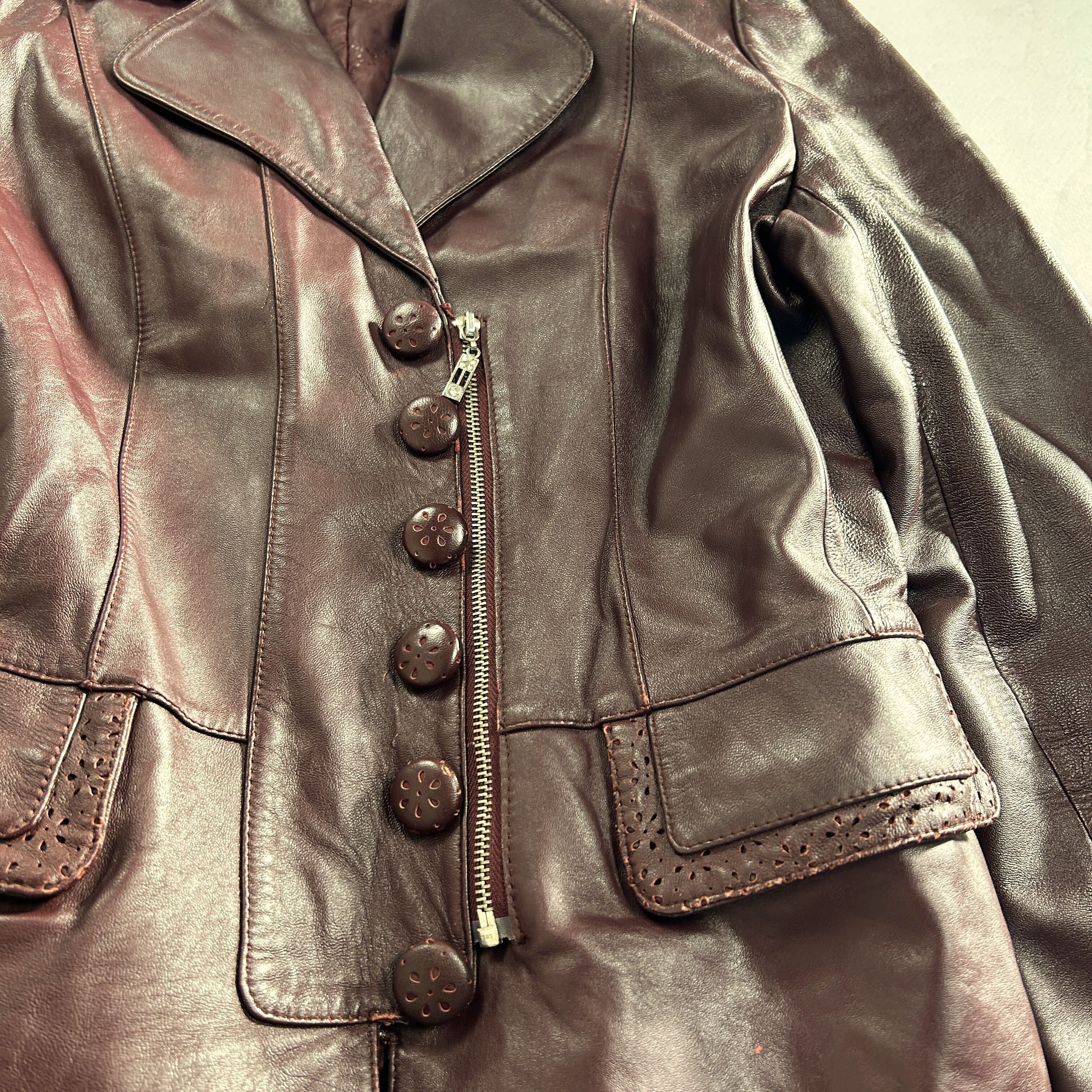 Vintage Y2K Fitted Leather Jacket Brown Tailored Minimal Blazer Size US S / EU 44-46 / 1 - 5 Thumbnail