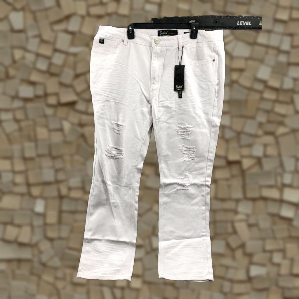 Vintage Switch Jeans Size 40x32 Mens Slim Tapered White Light Wash Distressed? No Distress Size US 40 / EU 56 - 1 Thumbnail