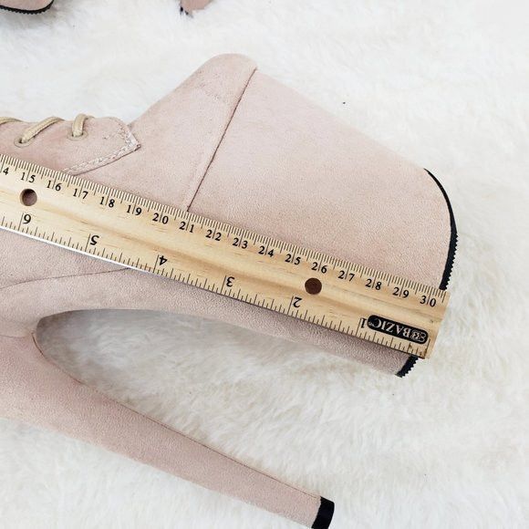Other Flamingo 1050FS Beige Vegan Suede 8" Heel Platform Mid Calf Size US 11 / IT 41 - 6 Thumbnail