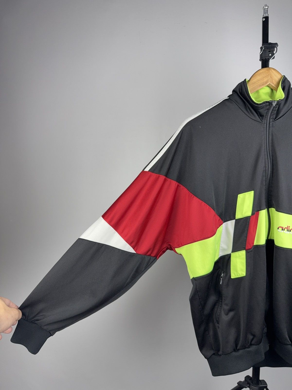 Adidas Vintage 90s Adidas Tracksuit Black Neon Trefoil Set Size US M / EU 48-50 / 2 - 6 Thumbnail