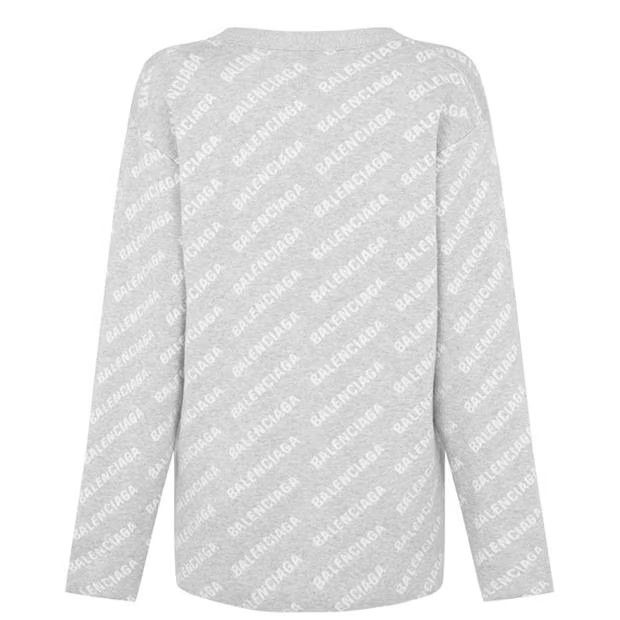 Balenciaga o1g2r1mq0924 Mini Allover Logo Cardigan in Grey & White Size S / US 4 / IT 40 - 2 Thumbnail