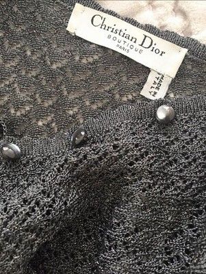 Christian Dior Monsieur Vintage CHRISTIAN DIOR 2pc cami and cardigan twin set w/ Silver Sparkle Size L / US 10 / IT 46 - 2 Thumbnail