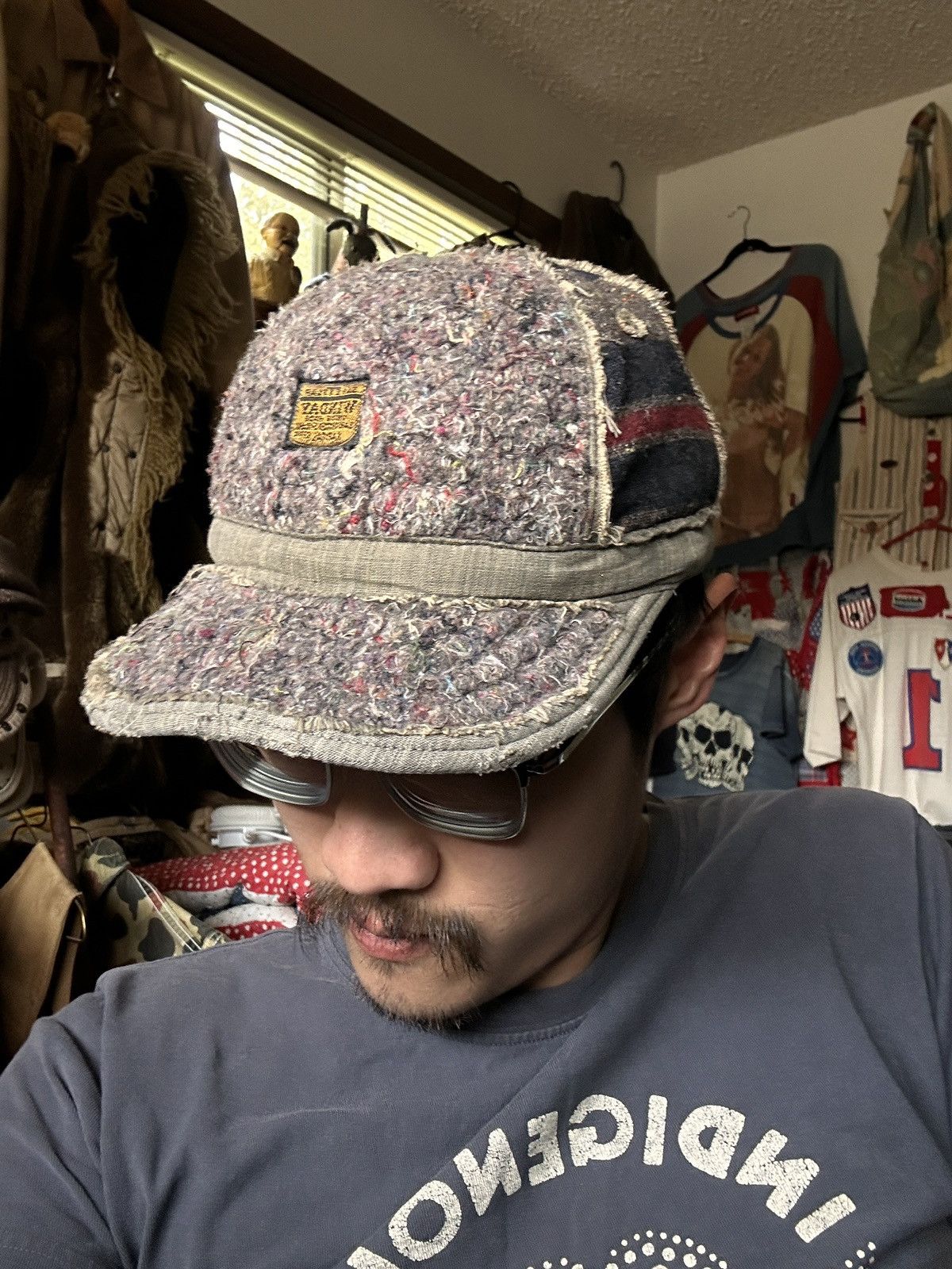 Kapital Kountry Kapital Winday Striped blanket damages boro hat Size ONE SIZE - 11 Thumbnail